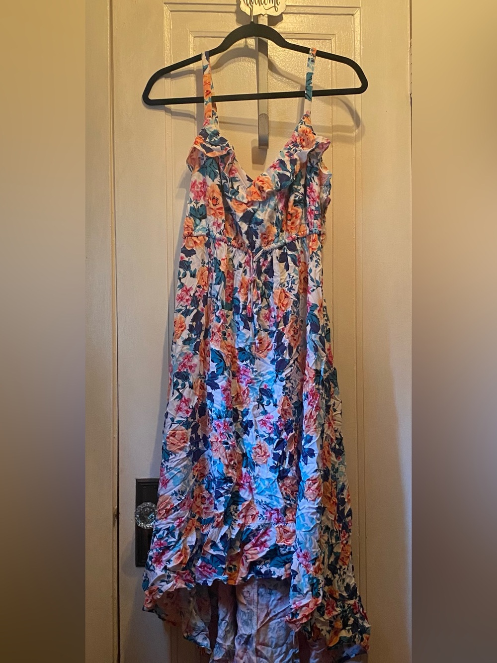 Torrid Peach, blue & White Floral Dress